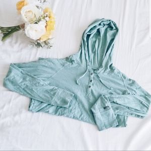 Columbia Lightweight Turquoise Henley Hoodie